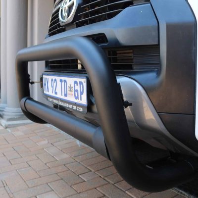 Black powder coated nudge bars for bakkie
